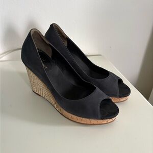 Cole Haan Black Wedge Peep Toe Shoes